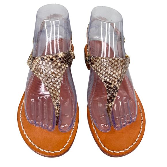 Safari Club Positano Zoe Sandal Handmade 37 6.5 Python Leather - Picture 5 of 12